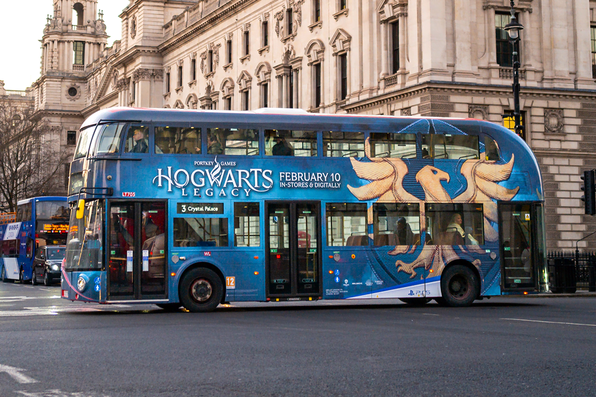 Hogwarts Legacy Bus Advertising - Bus Wrap Format